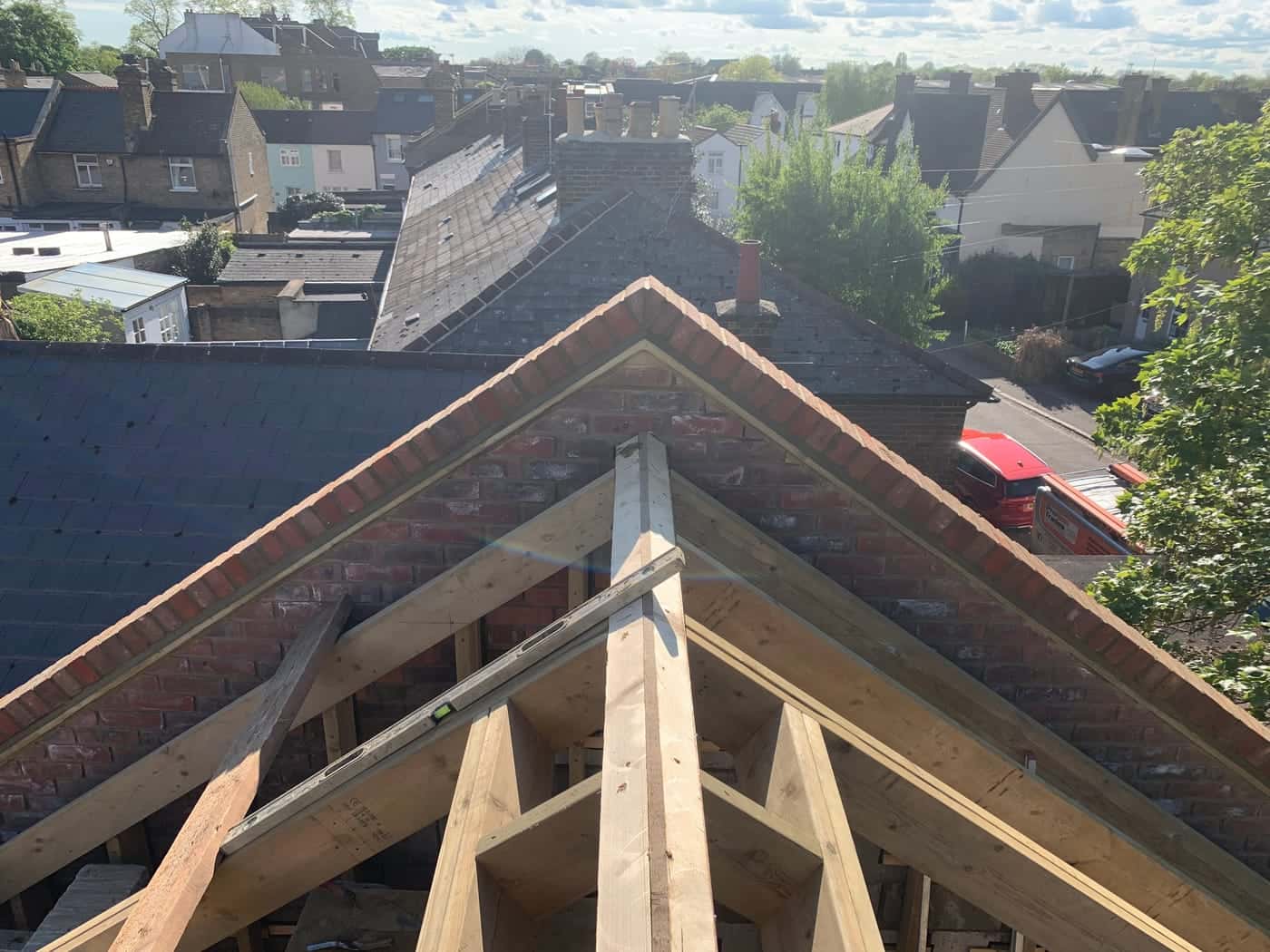 New timber roof frame under construction
